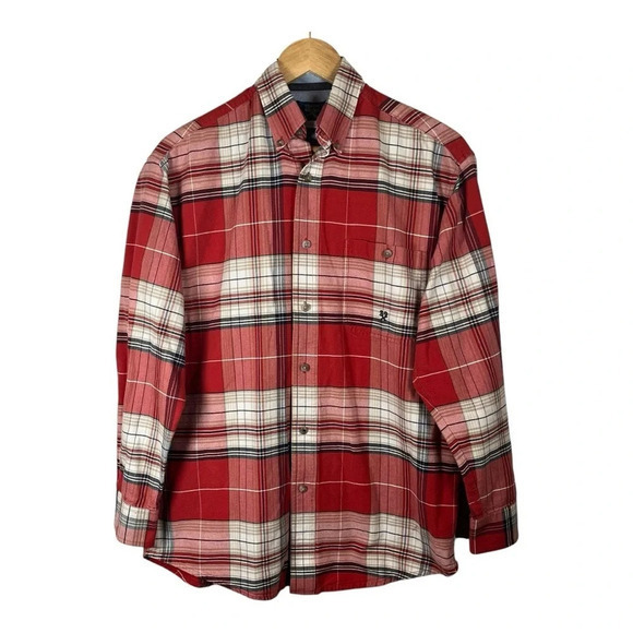 Wrangler Jean Co‎ Twenty X Flannel Burnt Orange Navy Plaid Men Size Small - Picture 1 of 7